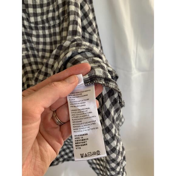 Anthropologie Isadora Button Back Tunic Top Black White Gingham Shirt Medium - Picture 9 of 12
